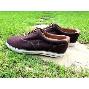 Polo Ralph Lauren Shoes Vaughn Athletic Flannel Brown Sneakers Size 13D